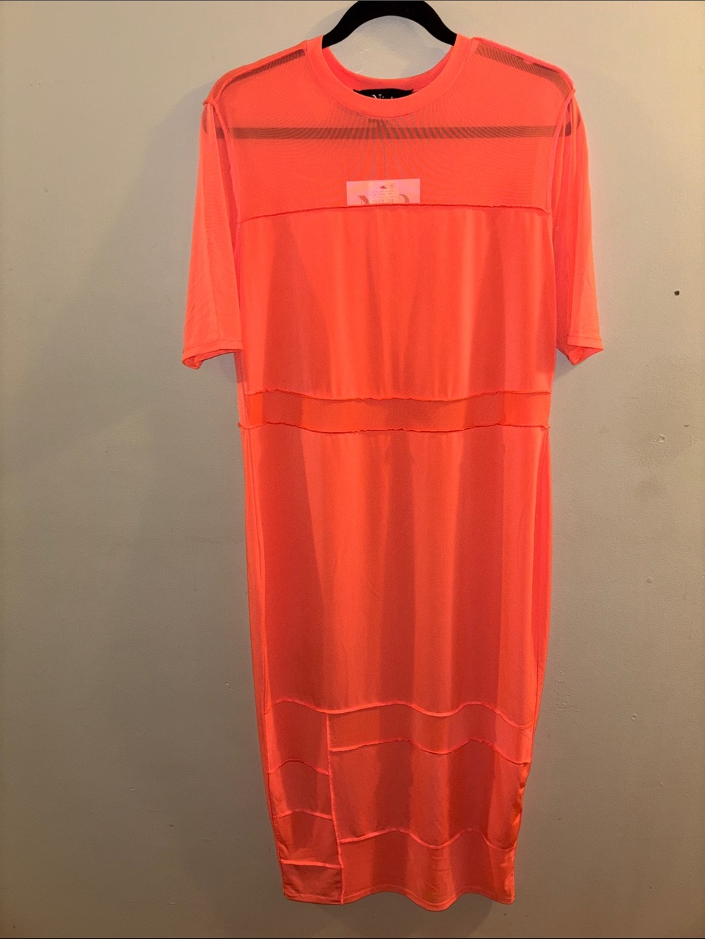 Women’s Neon Coral Midi Dress - Lightweight Short Sleeve
